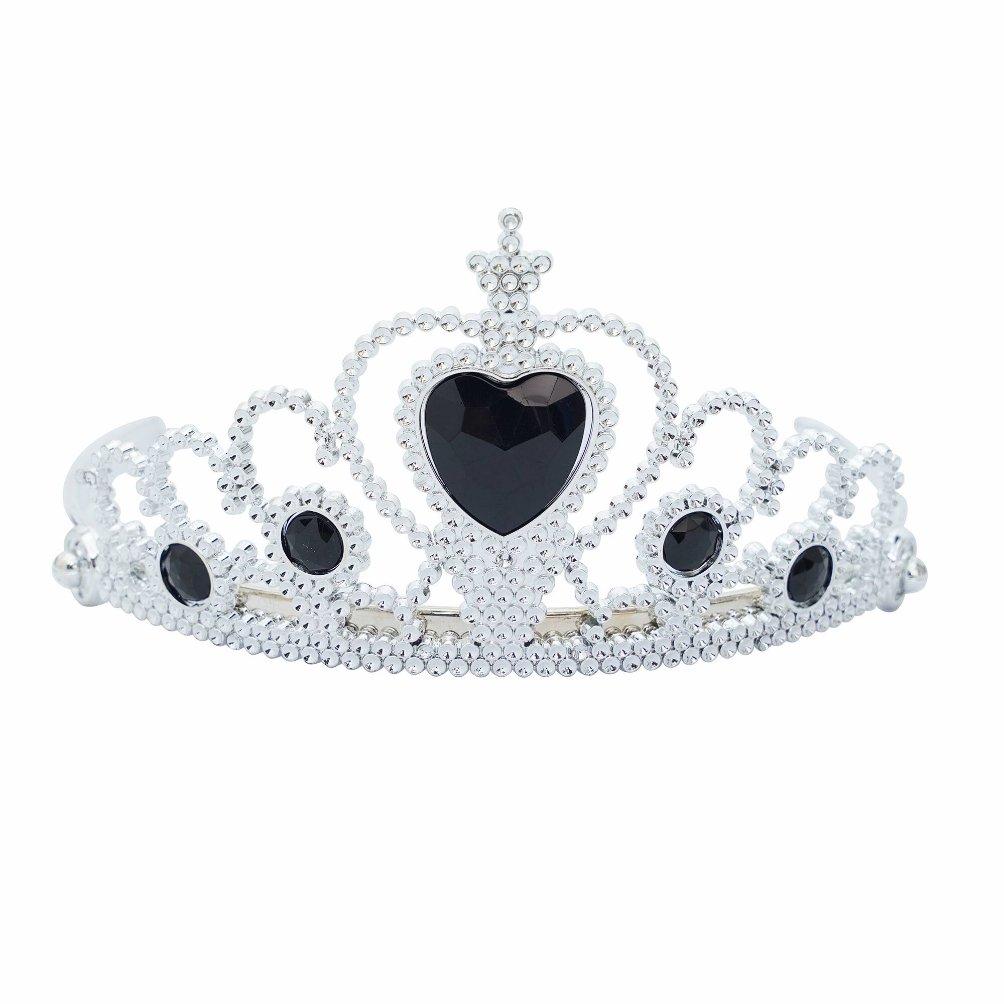Adult Silver Plastic Costume Tiara with Gem